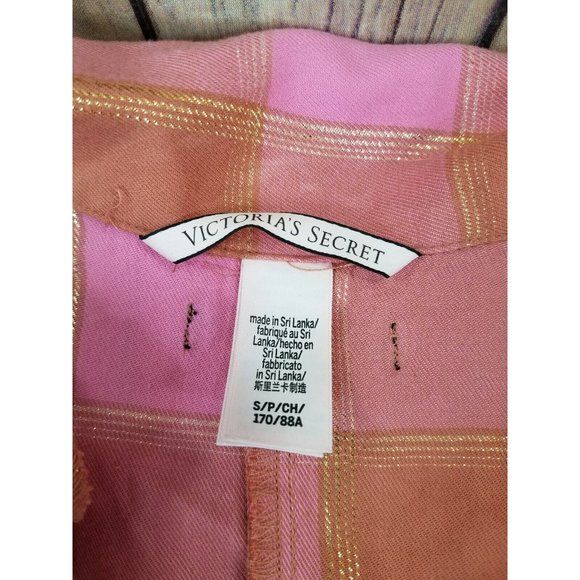 Victoria's Secret Women’s Long Sleeve Button-Up Pajama Romper S Pink Plaid B19 - Picture 4 of 9